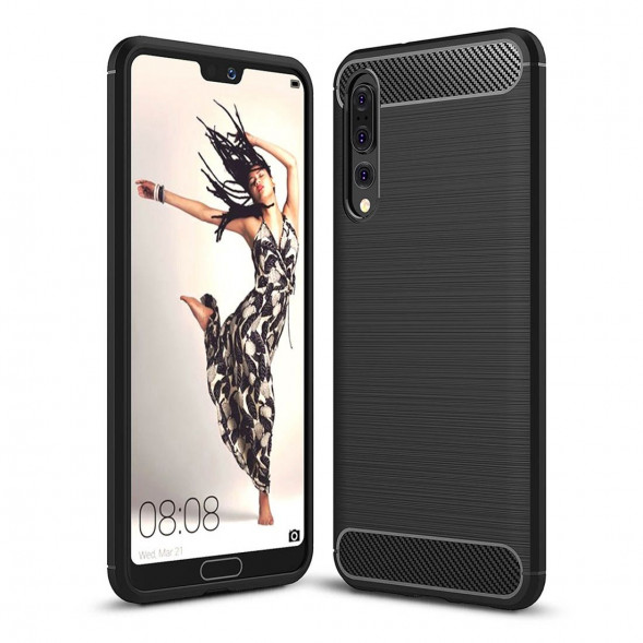 Чехол накладка Carbon Fibre для Huawei P20 Pro / P20 Plus (черный)