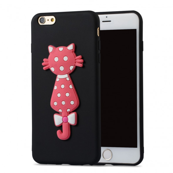 3D TPU Чехол с кошечкой для  iPhone 6S Plus / 6 Plus (Черный)