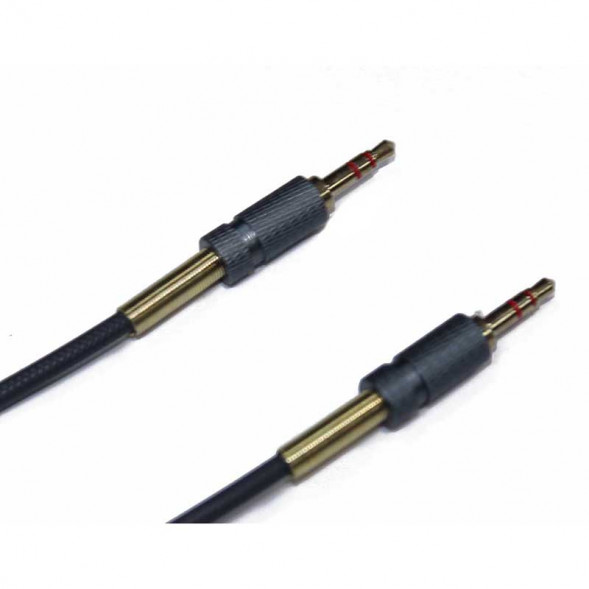 AUX кабель 3.5MM в кожаной оплетке папа-папа 1 метр (серый)