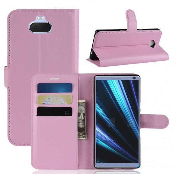 Чехол книжка с визитницей для Sony Xperia 10 Plus (розовый)