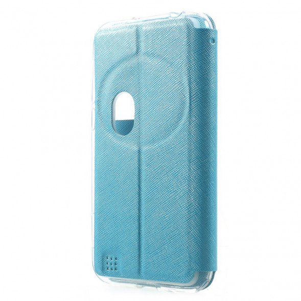 Чехол книжка с окном информации для Asus Zenfone Zoom ZX551ML, ZX550ML (Голубой)