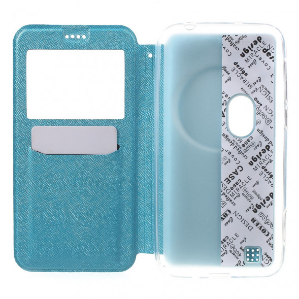 Чехол книжка с окном информации для Asus Zenfone Zoom ZX551ML, ZX550ML (Голубой)