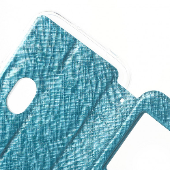 Чехол книжка с окном информации для Asus Zenfone Zoom ZX551ML, ZX550ML (Голубой)