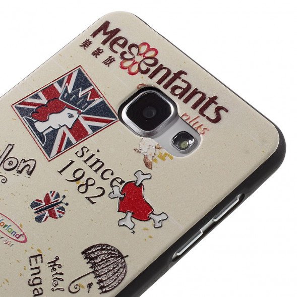 Текстурный TPU чехол накладка для Samsung Galaxy A7 (2016) SM-A710F (Красный автобус)