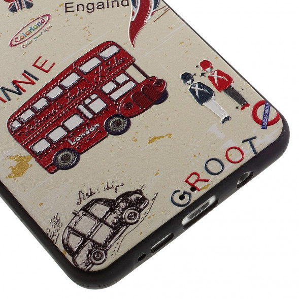 Текстурный TPU чехол накладка для Samsung Galaxy A7 (2016) SM-A710F (Красный автобус)