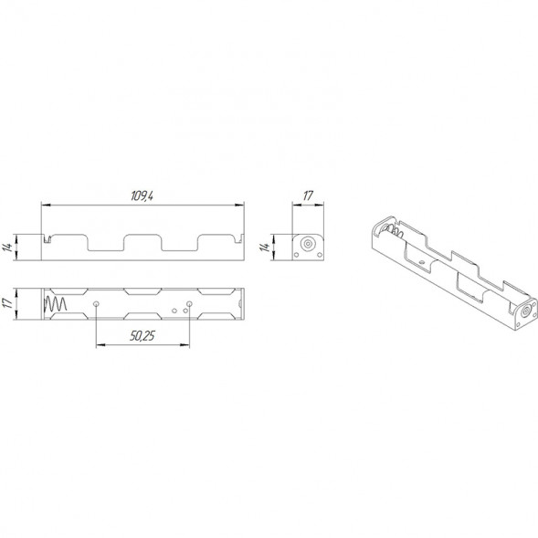 BH325-1 AA 1x2 Батарейный отсек на проводе