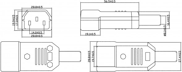 AC-101 K2416 Разъем 220 В 10A на кабель