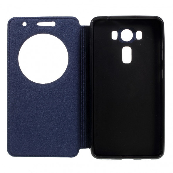 Песочный чехол с окном информации для ASUS ZenFone 3 Deluxe ZS550KL (Синий)