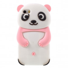 Силиконовый 3D Panda чехол для iPhone 5, 5S, SE (розовый)