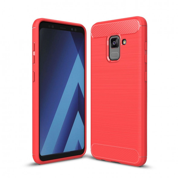 Чехол-накладка Carbon Fibre для Samsung Galaxy A5 (2018), A8 (2018) (красный)