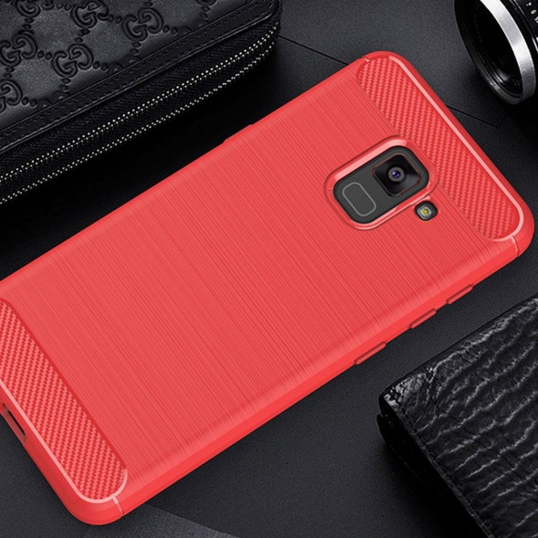 Чехол-накладка Carbon Fibre для Samsung Galaxy A5 (2018), A8 (2018) (красный)