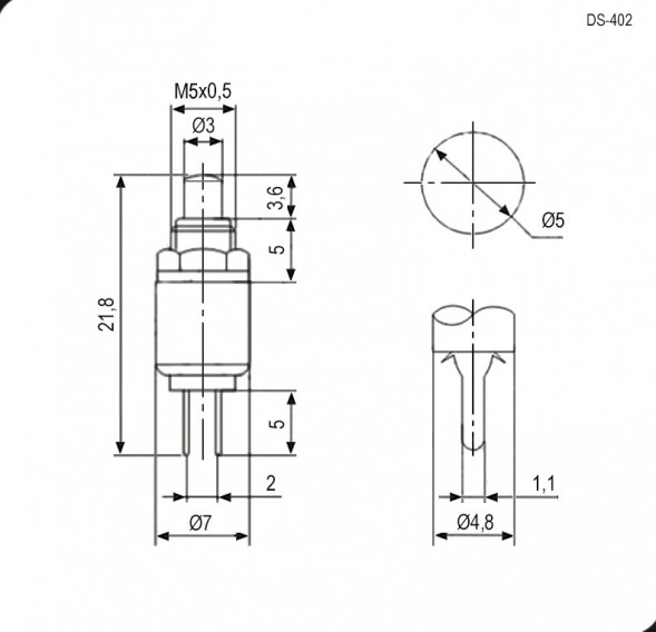 DS-402 OFF-(ON) Переключатель кнопочный (красный)
