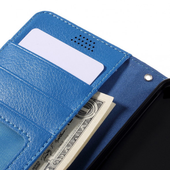 Чехол книжка с визитницей для Microsoft Lumia 650 (Голубой)