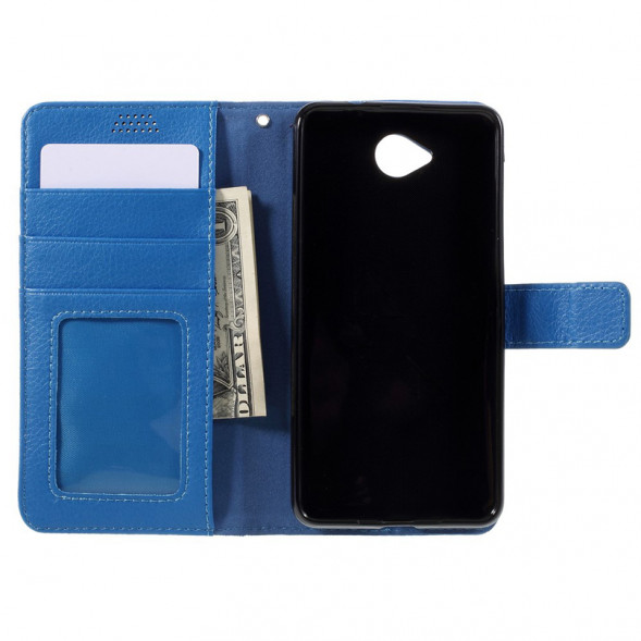 Чехол книжка с визитницей для Microsoft Lumia 650 (Голубой)