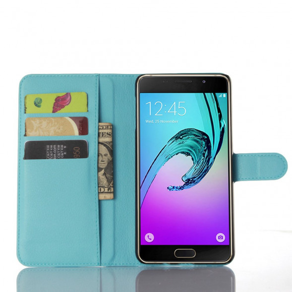 Чехол книжка с визитницей для Samsung Galaxy A9 (2016) (Голубой)