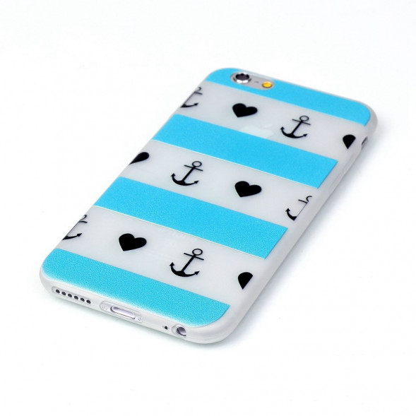 Светящийся в темноте чехол для iPhone 6, 6S (Якорь и сердце)