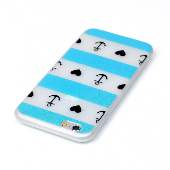 Светящийся в темноте чехол для iPhone 6, 6S (Якорь и сердце)