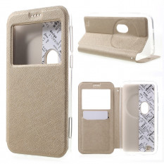 Чехол книжка с окном информации для Asus Zenfone Zoom ZX551ML, ZX550ML (Золотистый)