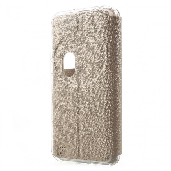 Чехол книжка с окном информации для Asus Zenfone Zoom ZX551ML, ZX550ML (Золотистый)