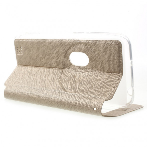 Чехол книжка с окном информации для Asus Zenfone Zoom ZX551ML, ZX550ML (Золотистый)