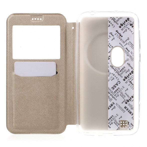 Чехол книжка с окном информации для Asus Zenfone Zoom ZX551ML, ZX550ML (Золотистый)