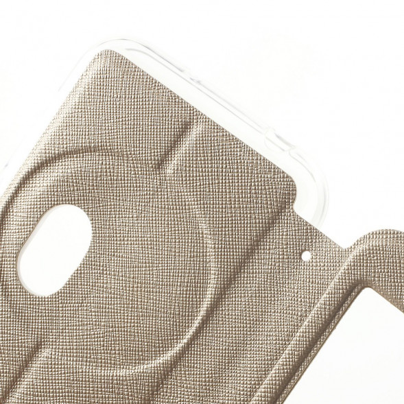 Чехол книжка с окном информации для Asus Zenfone Zoom ZX551ML, ZX550ML (Золотистый)