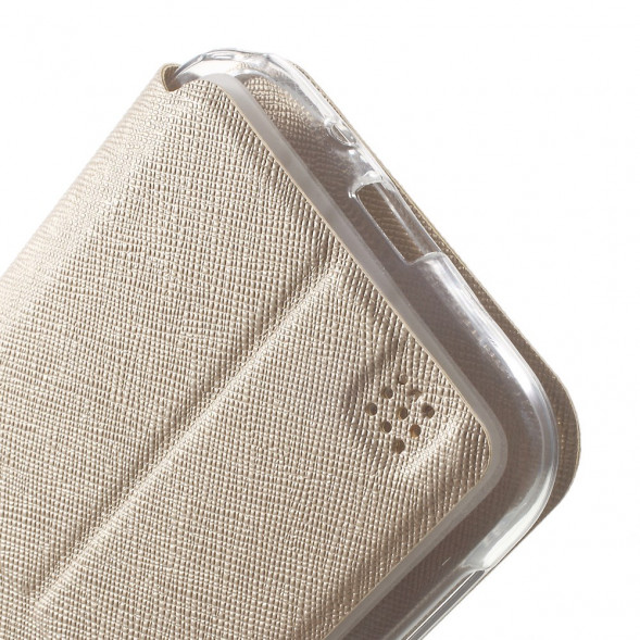 Чехол книжка с окном информации для Asus Zenfone Zoom ZX551ML, ZX550ML (Золотистый)