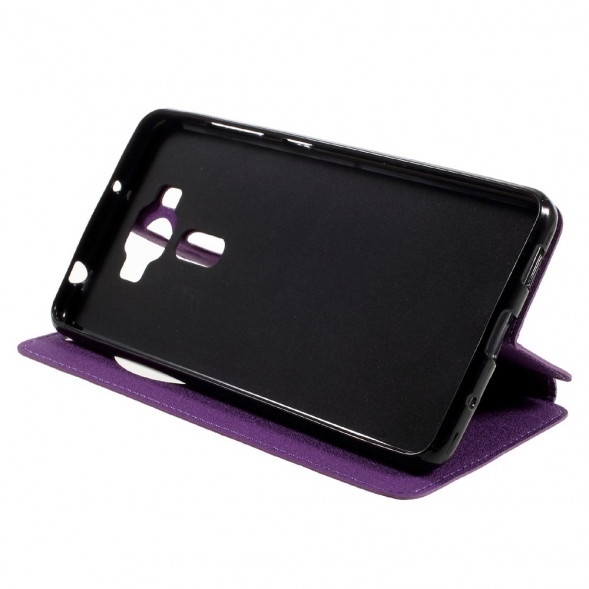 Песочный чехол с окном информации для ASUS ZenFone 3 Deluxe ZS550KL (Фиолетовый)