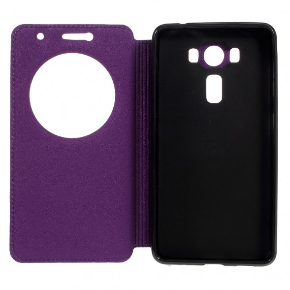 Песочный чехол с окном информации для ASUS ZenFone 3 Deluxe ZS550KL (Фиолетовый)