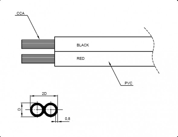 2x0.35 CU+CCA R/B Акустический кабель 1 метр