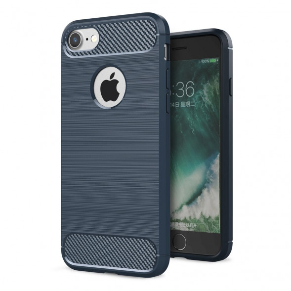Чехол накладка Carbon Fibre для iPhone 7 (синий)