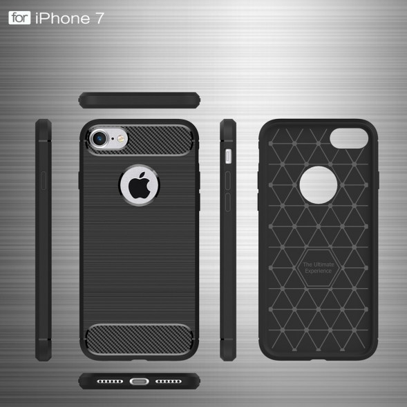Чехол накладка Carbon Fibre для iPhone 7 (синий)