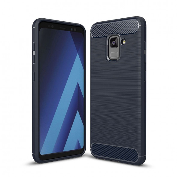 Чехол-накладка Carbon Fibre для Samsung Galaxy A5 (2018), A8 (2018) (синий)