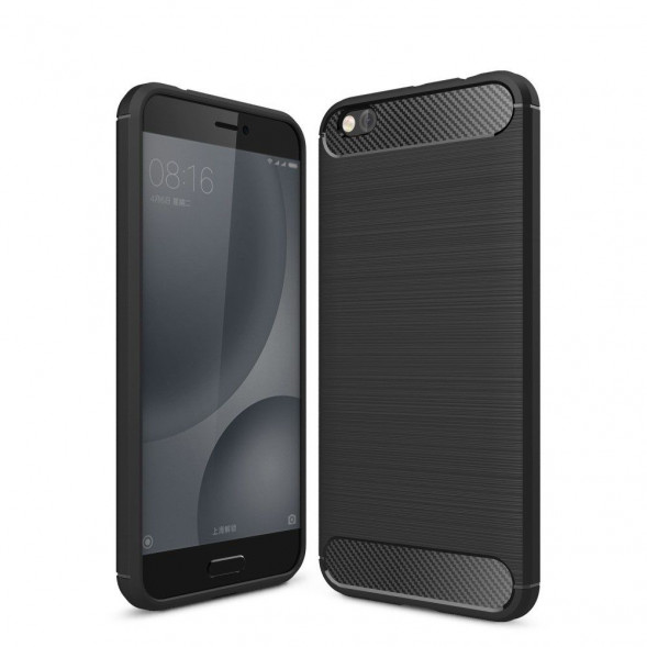 Чехол накладка Carbon Fibre для Xiaomi Mi5C (черный)