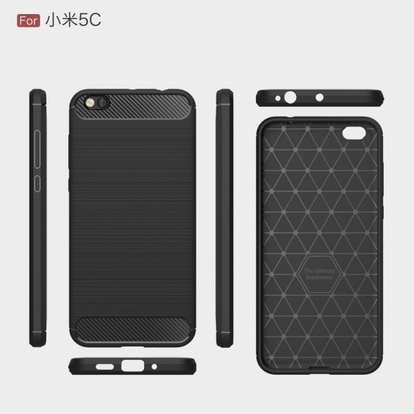 Чехол накладка Carbon Fibre для Xiaomi Mi5C (черный)