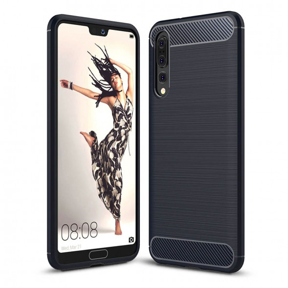 Чехол-накладка Carbon Fibre для Huawei P20 Pro / P20 Plus (темно-синий)
