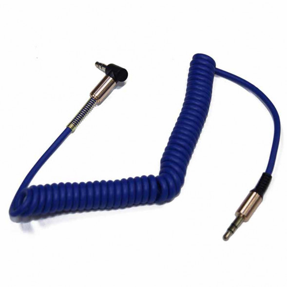 AUX кабель 3.5MM загнутый пружина папа-папа (синий)