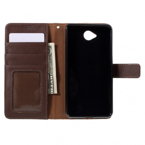 Чехол книжка с визитницей для Microsoft Lumia 650 (Коричневый)