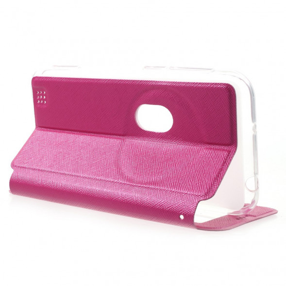 Чехол книжка с окном информации для Asus Zenfone Zoom ZX551ML, ZX550ML (Малиновый)