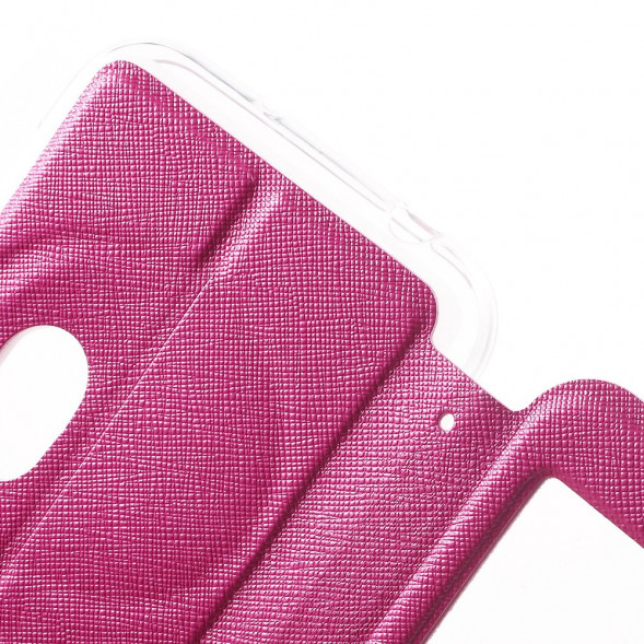 Чехол книжка с окном информации для Asus Zenfone Zoom ZX551ML, ZX550ML (Малиновый)