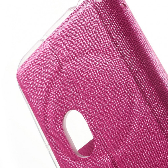 Чехол книжка с окном информации для Asus Zenfone Zoom ZX551ML, ZX550ML (Малиновый)