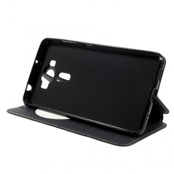 Песочный чехол с окном информации для ASUS ZenFone 3 Deluxe ZS550KL (Черный)