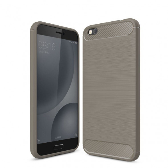 Чехол накладка Carbon Fibre для Xiaomi Mi5C (серый)