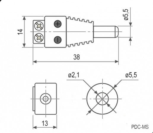 PDC-MS 2.1х5.5 DC Разъем питания штекер с клеммной колодкой