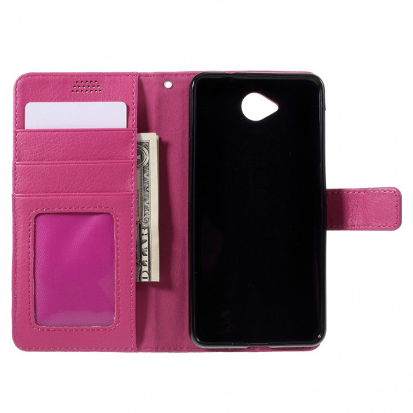 Чехол книжка с визитницей для Microsoft Lumia 650 (Малиновый)