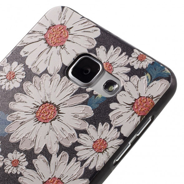 Текстурный TPU чехол накладка для Samsung Galaxy A7 (2016) SM-A710F (Ромашки)