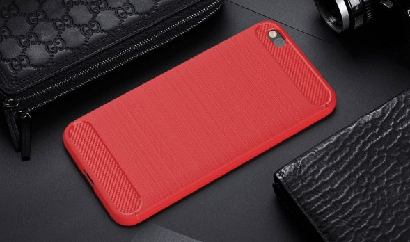 Чехол накладка Carbon Fibre для Xiaomi Mi5C (красный)