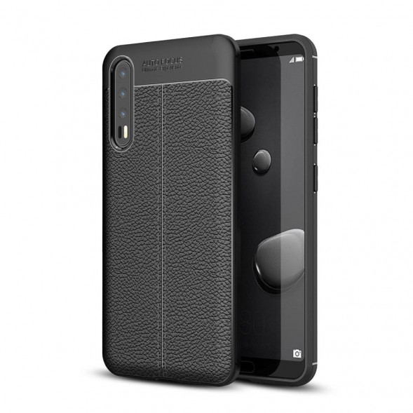 Чехол накладка Litchi Grain для Huawei P20 Pro / P20 Plus (черный)