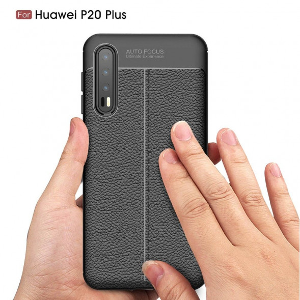 Чехол накладка Litchi Grain для Huawei P20 Pro / P20 Plus (черный)