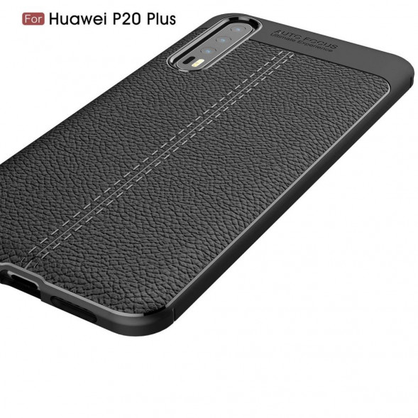 Чехол накладка Litchi Grain для Huawei P20 Pro / P20 Plus (черный)